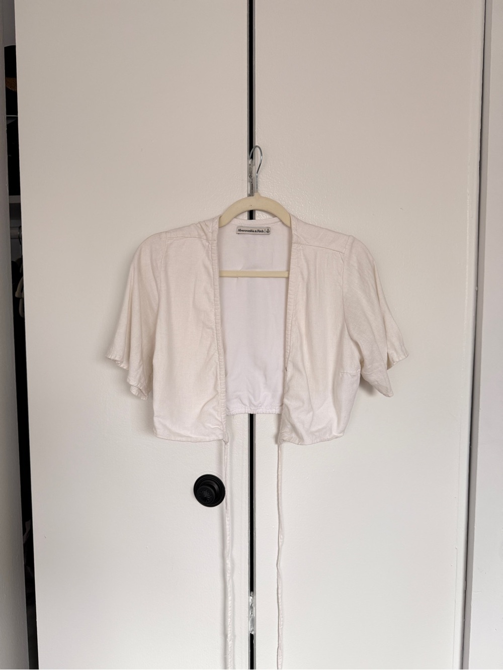 Cream Cropped wrap Women's Top